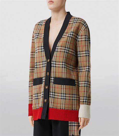 beige kable knit cardigan burberry|Check Wool Blend Cardigan in Snug .